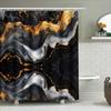 Роскошный набор штор для душа с мраморным принтом, черно-золотой геометрический узор, декор для ванной комнаты с карманом для штанги, для домашней ванной комнаты (69 x 7