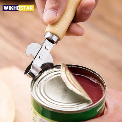 Открывалка для консервных банок из нержавеющей стали, профессиональный кухонный инструмент, безопасный ручной консервный нож с боковым вырезом и удобным захватом