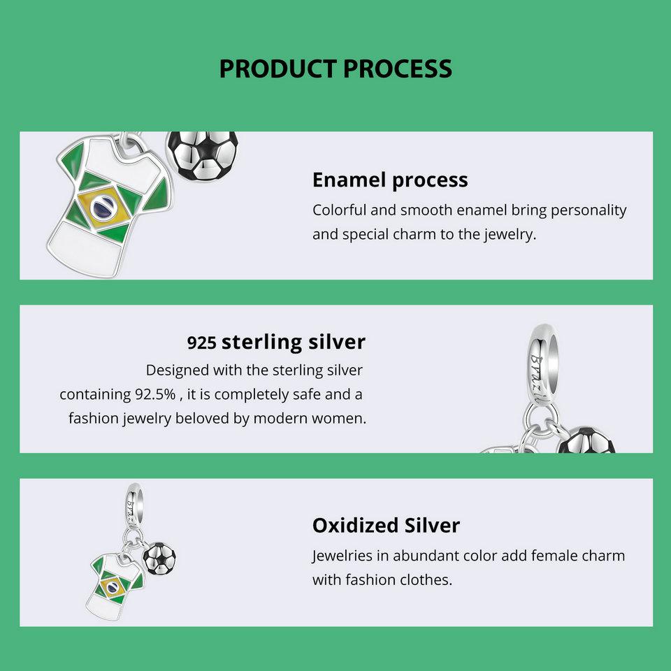 WOSTU 2024 Стерлингового Серебра 925 Пробы Футбол Любовь Спортивные Очаровательные Бусины подходят Для Женщин Браслет и Ожерелья Ювелирные Изделия Футбольные Бусы