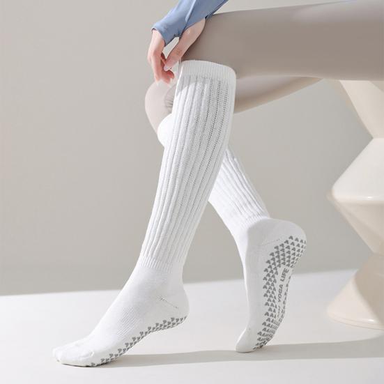 1 пара женских зимних носков для йоги, компрессионные носки для йоги с силиконовой подошвой, длинные, высокоэластичные, нескользящие, теплые чулки