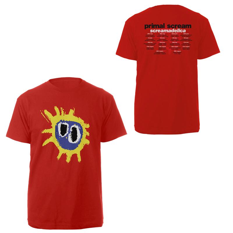 1984 Британский Эйсид-рок Primal Scream Оригинальный состав Американский кэжуал красная футболка с коротким рукавом Раскованные улицы Литературный