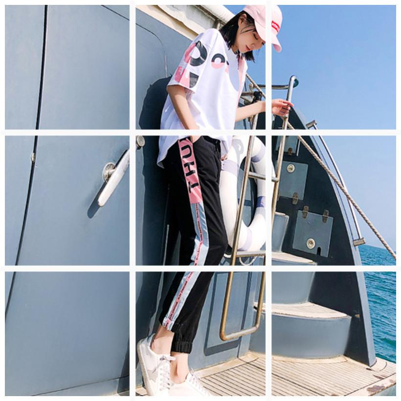 Спортивный костюм женский весна-лето корейская версия хип-хоп Bf свободный и тонкий повседневный костюм из двух частей