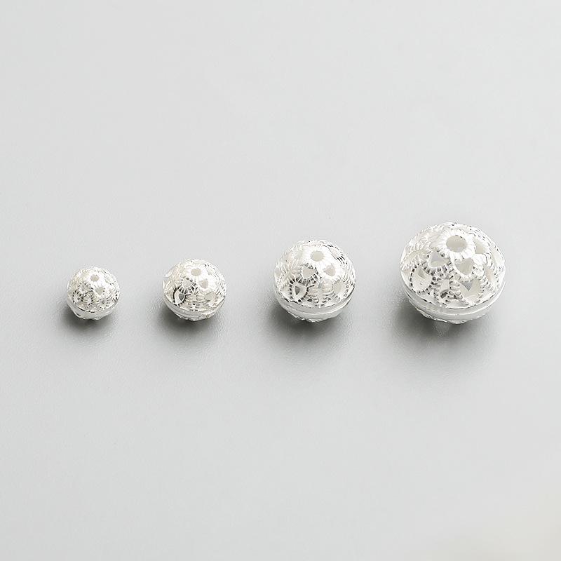 S925 Sterling Silver Retro Hollow Flower Spacer Beads for DIY Bracelets and Necklaces