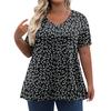 Womens Plus Size Tops Shorts Sleeve Shirts V Neck Casual Clothing Clothes Printed Tops