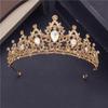 Baroque Metal Yellow Crystal Tiaras and Crowns Headband Princess Headdress Party Birthday Wedding Hair Jewelry Pageant Ornament