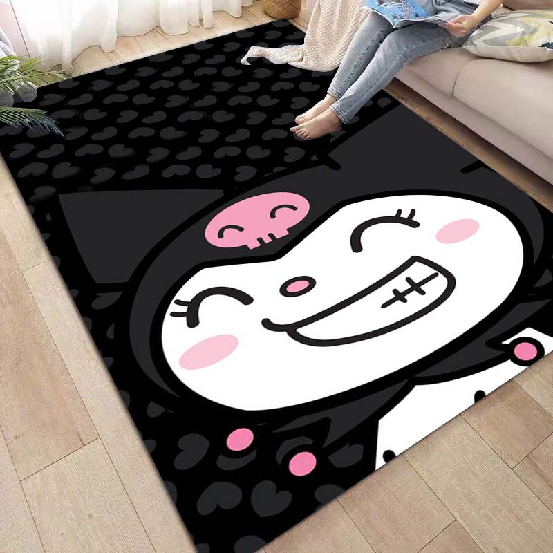 3D printed Kuromi cartoon rug, suitable for living room, bedroom, kitchen, doorway, children's non-slip floor mat, birthday gift