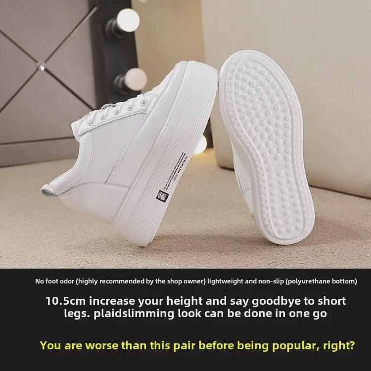 Весна/Лето 2024 Женские низкие белые кроссовки на танкетке 10 см