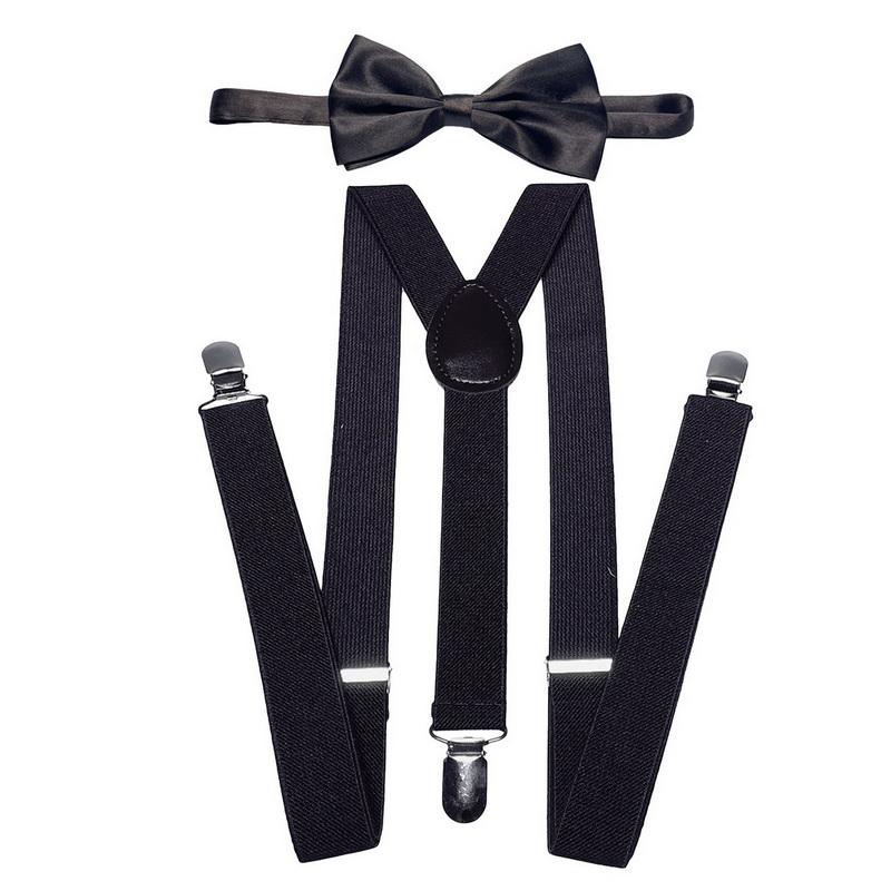 Классический комплект подтяжек и галстука-бабочки, регулируемые эластичные подтяжки с Y-образной спинкой шириной 2,5 см и 3 зажимами, тканый предварительно завязанный галстук-бабочка шириной 12 см, один размер для мужчин и женщин
