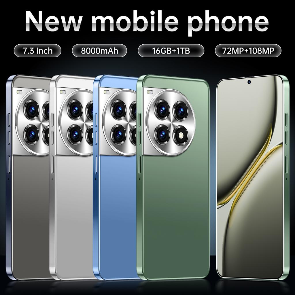S12 Plus 5G Smartphone - 7.3-inch Large Screen, 2GB RAM + 16GB ROM, Premium Circular Camera Design
