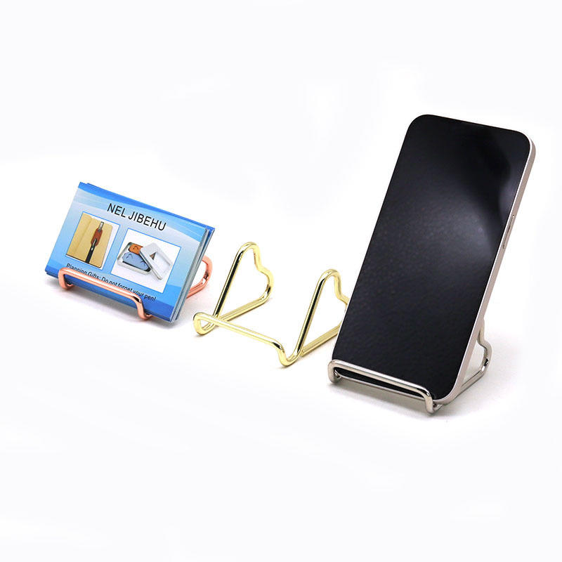 Металлическая подставка для телефона с уникальной формой, держатель для визиток, двойная функция, настольный органайзер, декоративный аксессуар для офисного или домашнего стола