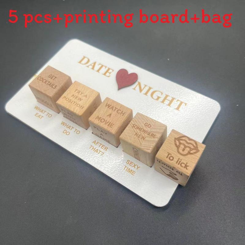 Date Night Dice Wooden Game For Couples With Printed Board Valentine Gift
