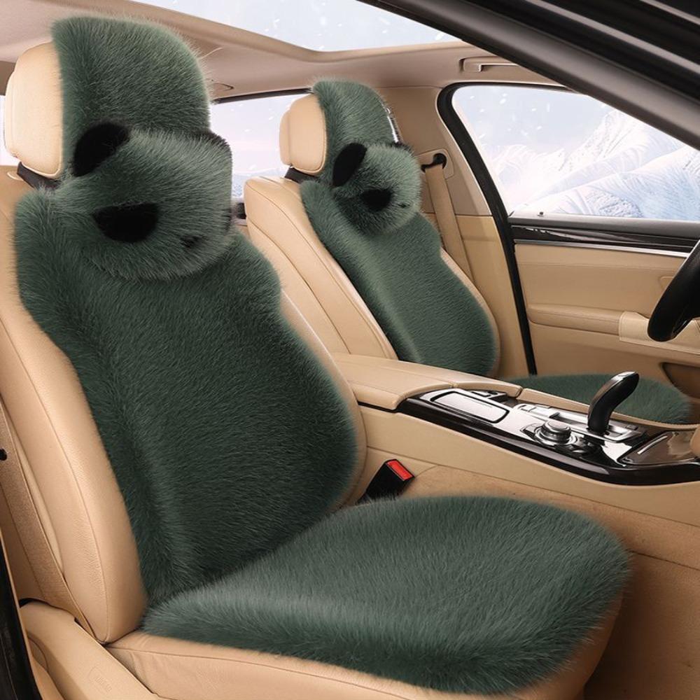 Non-slip Car Plush Cushion Cartoon Panda Backrest Lumbar Support Car Headrest Waist Support Winter