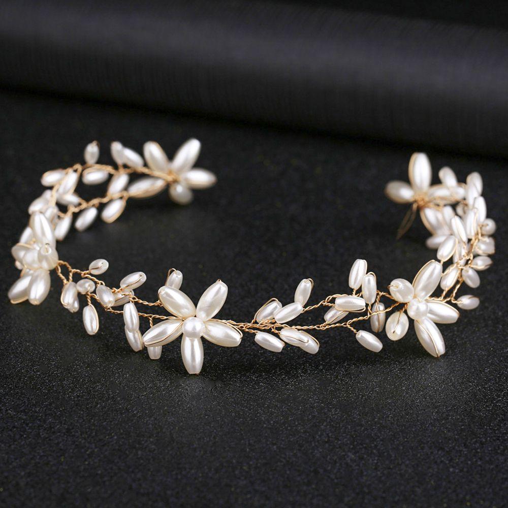 Girls Handmade Tiara Jewelry Rhinestone Headpiece Pearl Head Wear Crystal Headband Bridal Hairpin