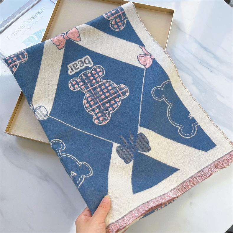 2024 Autumn/Winter New Imitation Cashmere Exterior Warm Office Versatile Extended Thick Scarf Air Conditioning Room Shawl for Women