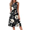 Женское повседневное модное платье миди с цветочным принтом и круглым вырезом без рукавов