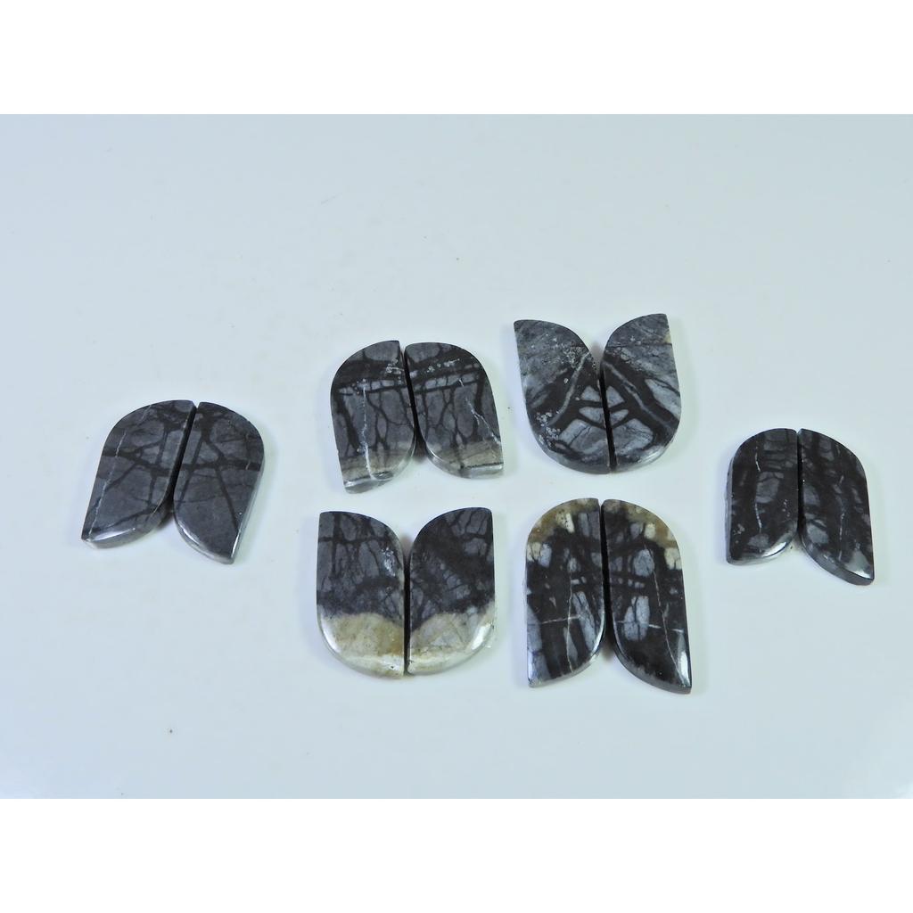 116Cts.Natural Picasso Jasper Matched Pair Fancy Cabochon Gemstone 6Pair Lot C-794