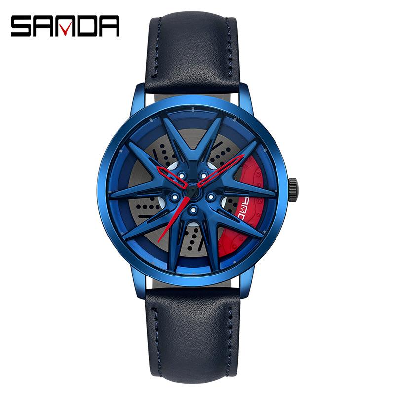 SANDA Новые автомобильные кварцевые часы для мальчиков, крутые мужские повседневные мужские электронные кварцевые часы с ремнем