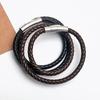B0528 2-line Leather Twist One-touch Button Bracelet Leather Bracelet