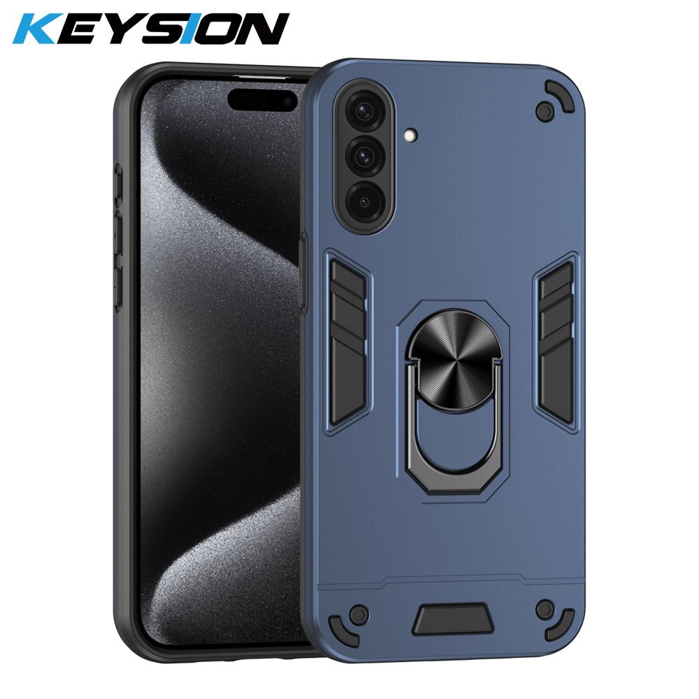 KEYSION Shockproof Armor Case for Samsung A56 5G A36 A26 Soft Silicone+PC Ring Stand Phone Back Cover for Galaxy A16 A26 A36 A56