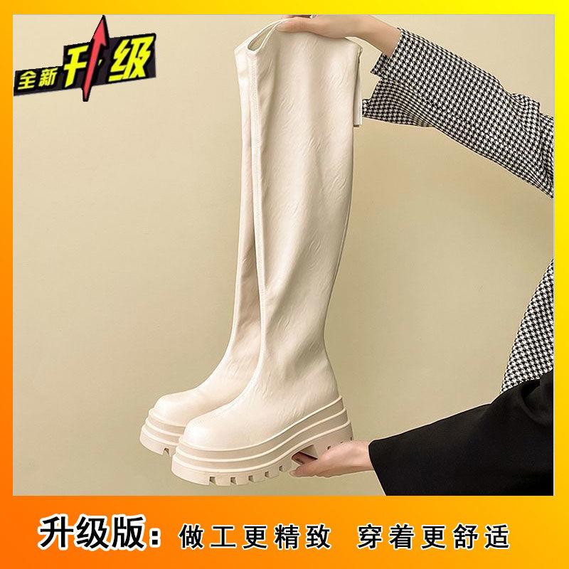 Boots Women's 2025 Autumn New Sleeve Long Tube Handsome High Tube Elastic Boots Small Man Over Knee Skinny Knight Boots