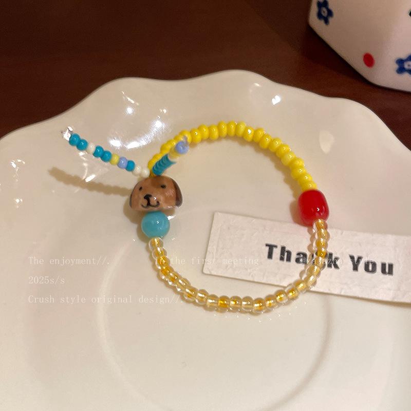 Маленький свежий цвет щенок браслет ниша милая девушка сердце браслет летняя студенческая вечеринка девушка украшения