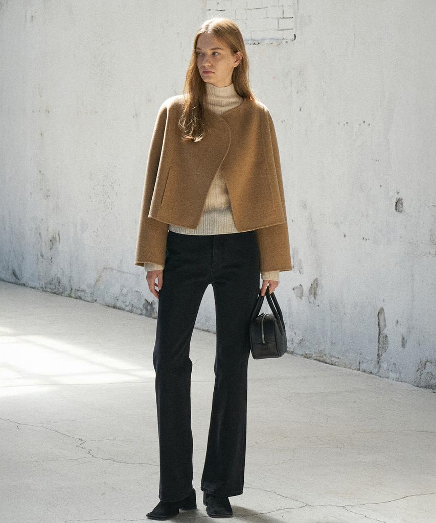 Lamerei Curve Detail Short Handmade Jacket[Lmbewi23Ct701]-Camel Melange