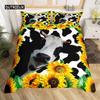 Комплект постельного белья с изображением коровы из микрофибры King, комплект постельного белья с принтом коровьего молока и желтого подсолнуха, милый комплект постельного белья с изображением животных и цветов