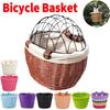 Bicycle Basket Rattan Wicker Bike Front Basket for Small Dogs Cats Pet Carrier Bag Waterproof for Camping Cycling Accessories