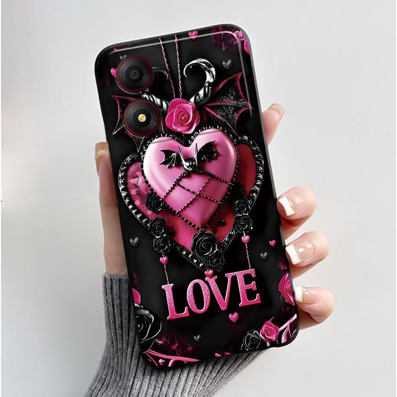 For ZTE Blade A34 4G Soft Silicone Black Case Good-looking Pattern Love Panda Rabbit Shockproof Shell ZTE Blade A34 4G Casing