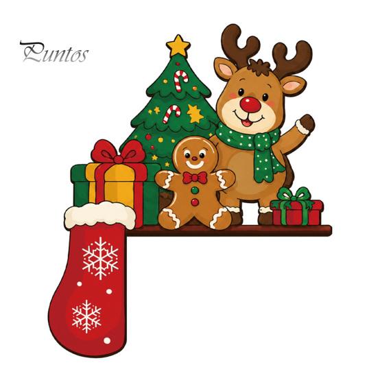 Christmas Party Supplies for House Wooden Door Topper Stickers, Seasonal Frame Decoration, L-shaped Corner Sign Holiday Home Wall Decor Items