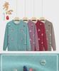 Middle-aged & Elderly Women's Plus Velvet Knitted Cardigan - Autumn/Winter Round-Neck Sweater
