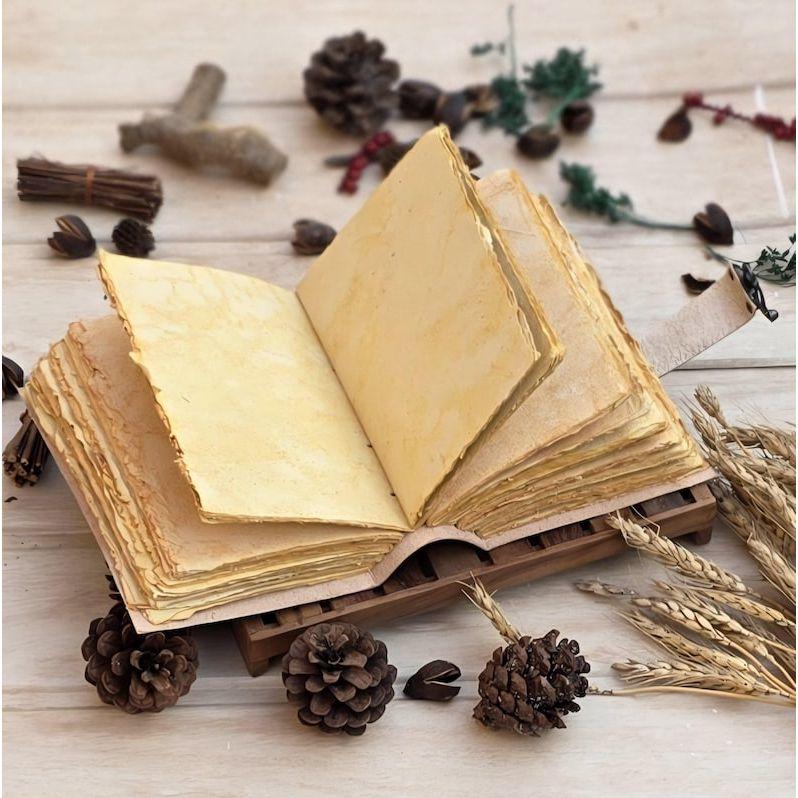 Handmade Leather Journal with Lock: Mushroom & Fairy Tale Grimoire