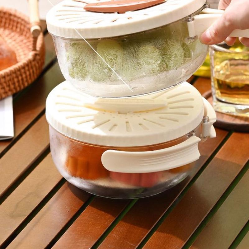 Двухъярусная корзина для мытья овощей и фруктов, кухонное сито, пластиковая, складная ручка, сито для риса, контейнер для овощей и фруктов в холодильник