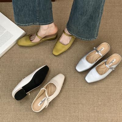 Мэри Джейн французская сумка голова полушлепанцы женская верхняя одежда 2025 осень с юбкой фея стиль темперамент плоская подошва сандалии прилив