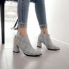Women's High Heel Short Boots Autumn and Winter New Pointed Thick Heel Large Women's Shoes