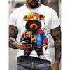 Men's Summer T-shirt Fashion 3D Bear Pattern T-shirt Cartoon Color Pattern T-shirt Round Neck Top T-shirt Short Sleeve Men's Sum