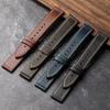 For Handmade First Layer Cowhide Leather Watchband 18 19 20 22 24MM Glossy Oil Wax Leather Blue Brown Men Watch Bracelet Vintage