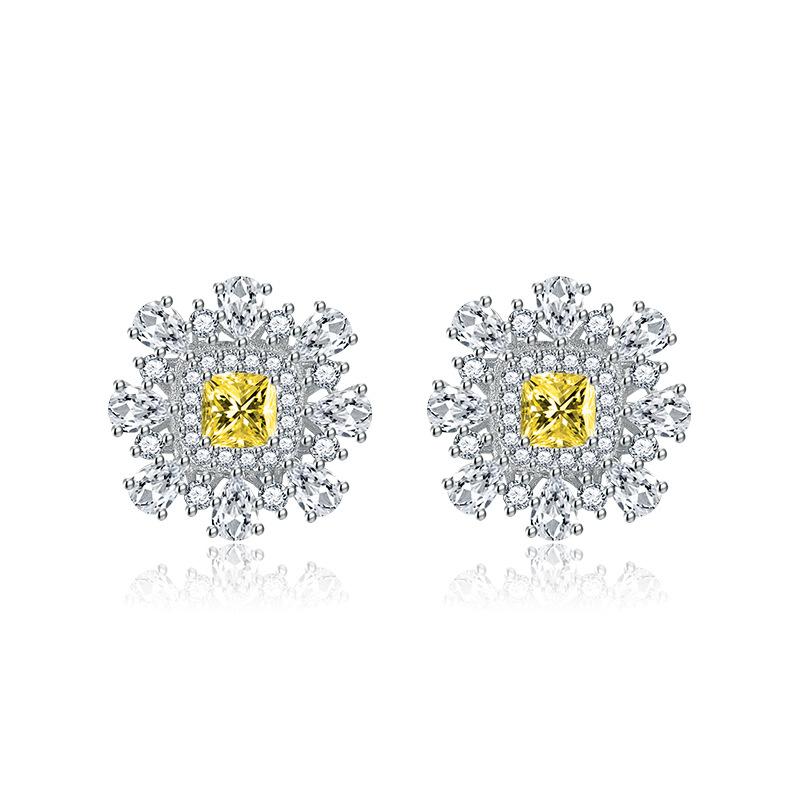 Luxury Bella White Women Box Zircon Stud Earrings Wedding Engagement Party Gift