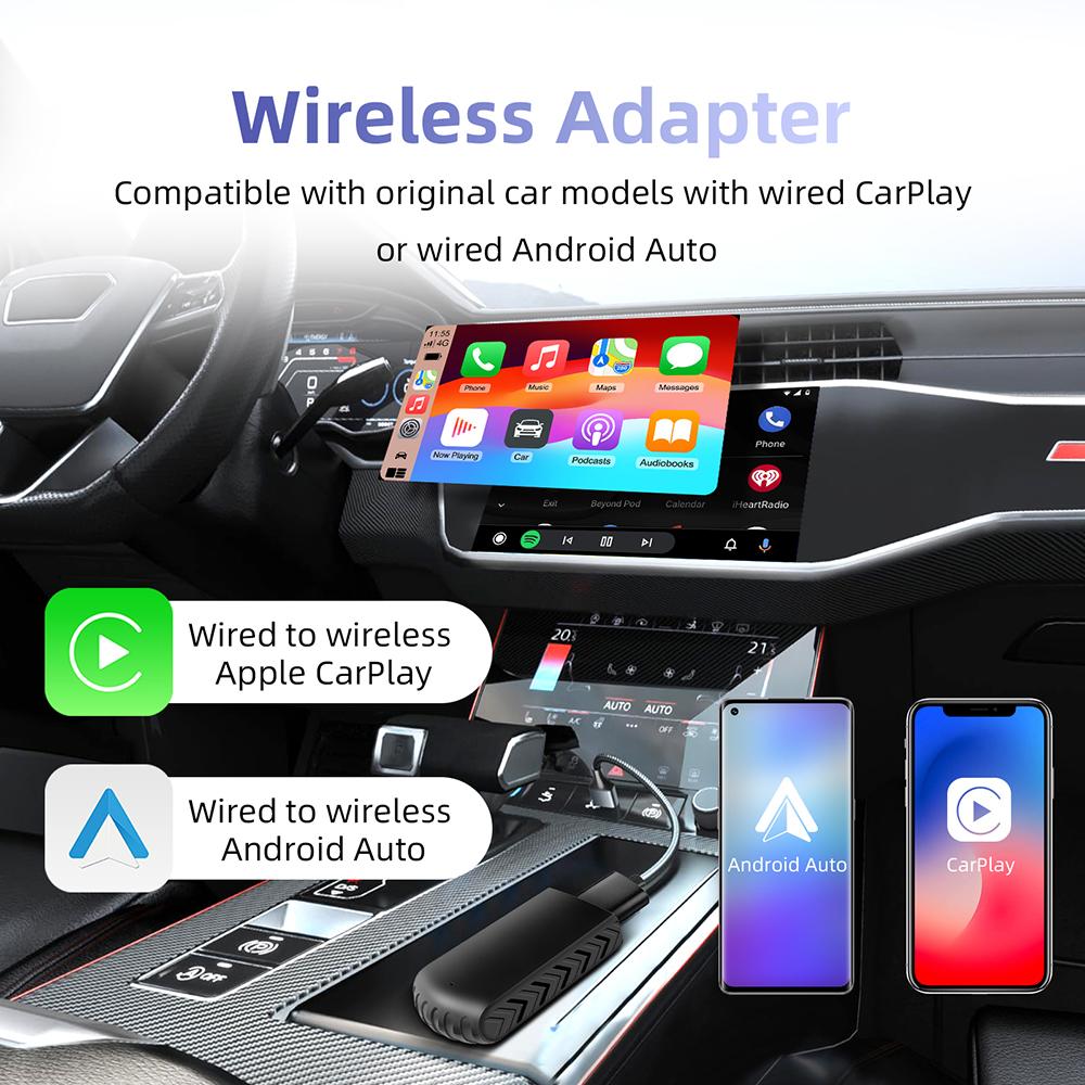 Проводной к Беспроводному Адаптеру CarPlay для Штатной Автомагнитолы с USB Plug and Play Smart Link Автоматическое Подключение к CarPlay
