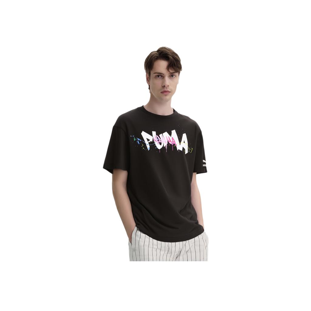 Puma Классический свитер с круглым вырезом и принтом FTP Letter, повседневная спортивная футболка с коротким рукавом в американском стиле, футболка унисекс, черная 625828-01