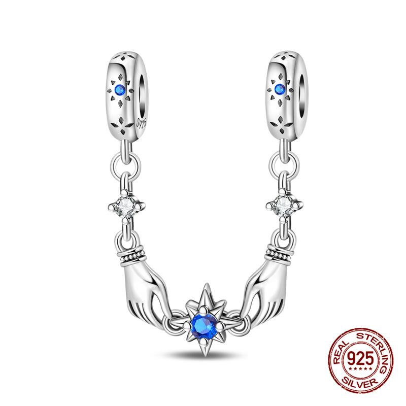 Original Charms Copper Hand Picking Star Safety Chain Charms Bead Fits 3Mm Original Bracelet Women Diy Jewelry Gift