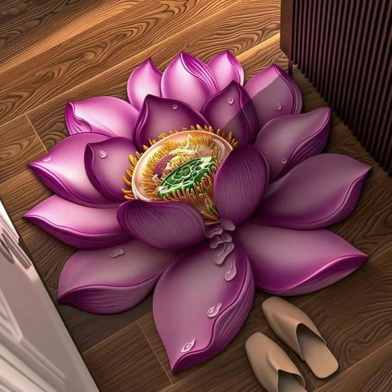 Коврик для пола 3D Дизайн с цветами Противоскользящий Водонепроницаемый Износостойкий Ковер для пола Подушка для коленей для йоги и медитации