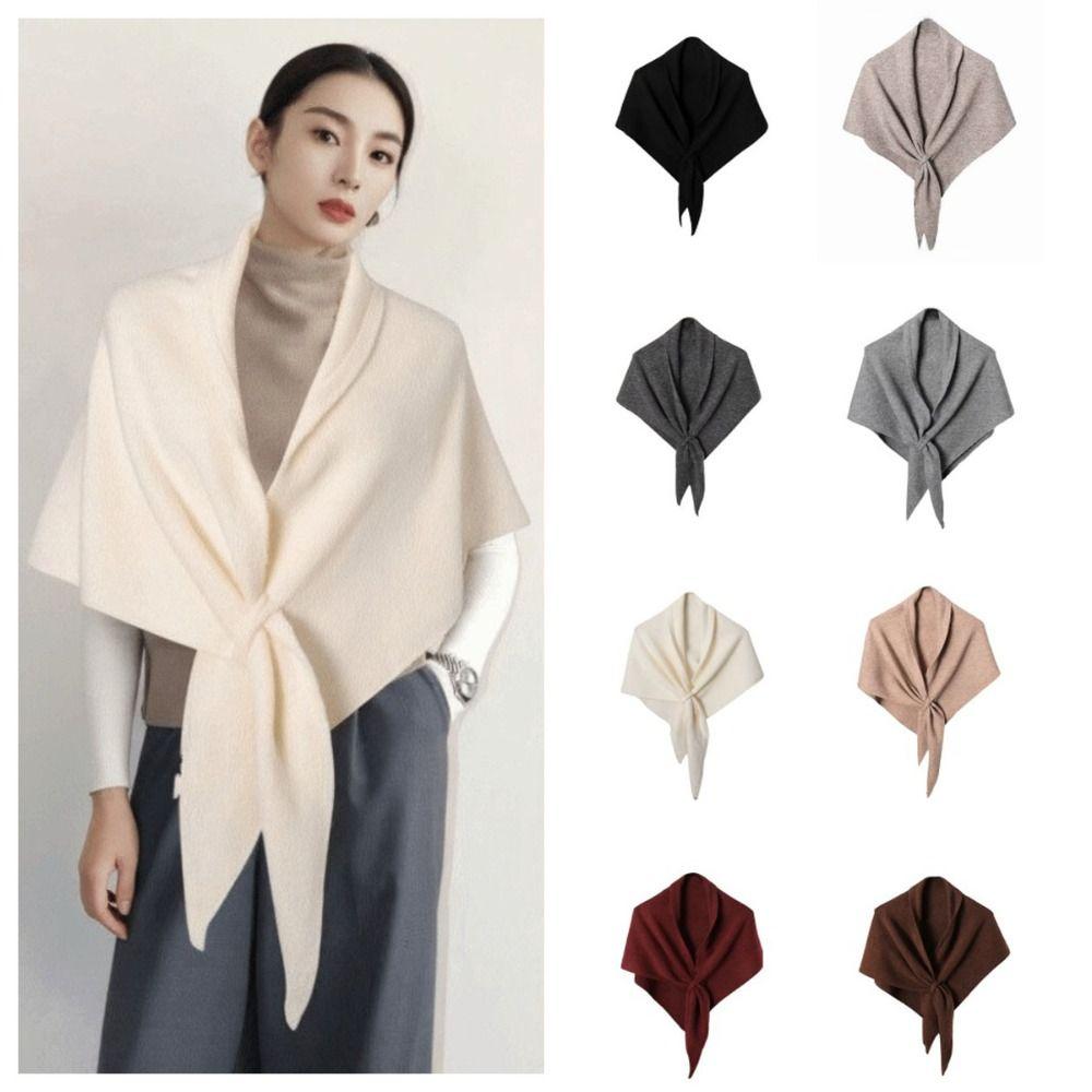Cashmere Knitted Triangle Scarf Korean Style Winter Shawl Soft Cape Wraps Women/Men