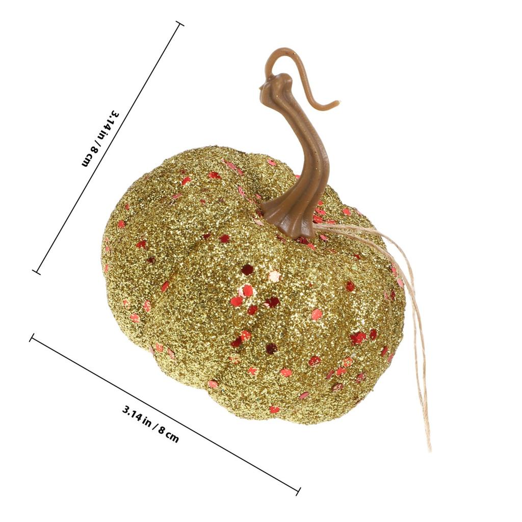 6Pcs Lifelike Sparkling Glitter Pumpkins Halloween Party Decor Fake Fall Harvest Ornament Mini Table Centerpiece Mantel Display