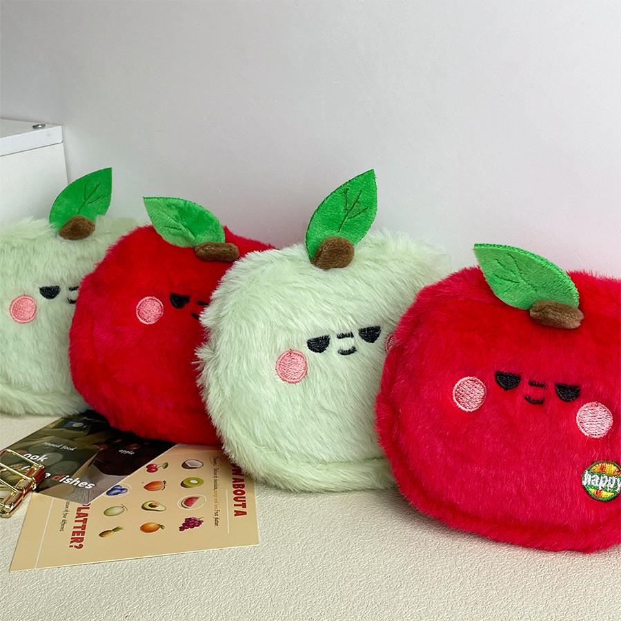 Apple Plush Coin Purse With Data Cable Organizer For Women And Kids