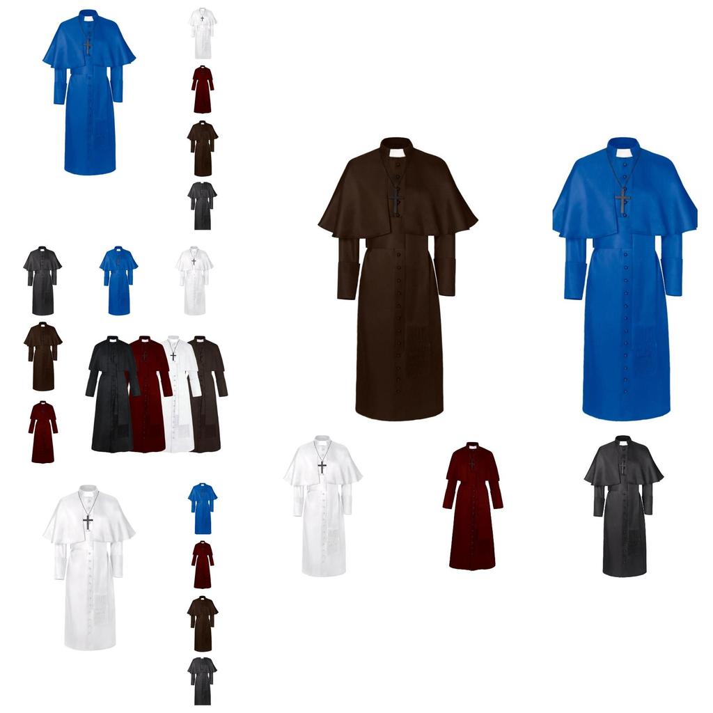 Костюм средневековой рясы священника для мужчин и женщин, ренессансный косплей, плащ с капюшоном