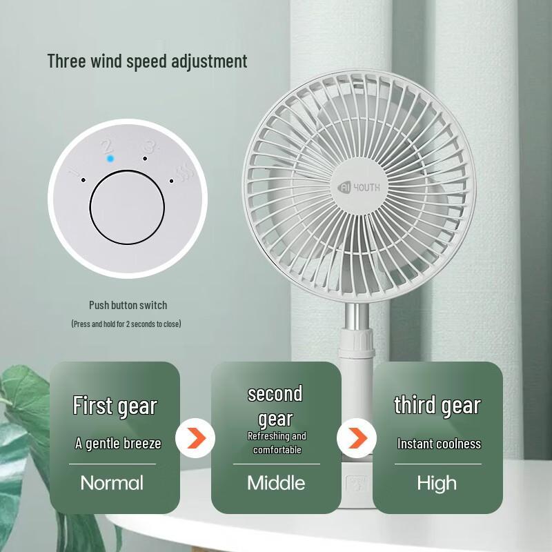 AIYOUTH Portable USB Rechargeable Desk Fan
