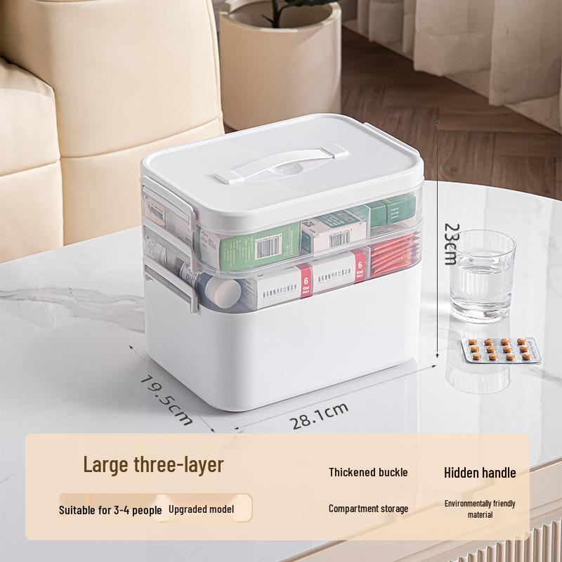 Household Multilayer Medicine Organizer: Large Capacity with Small Pill Box & Emergency Storage