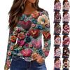 Women's Fashion Valentine's Day Printed Round Neck Casual  Long Sleeve Top