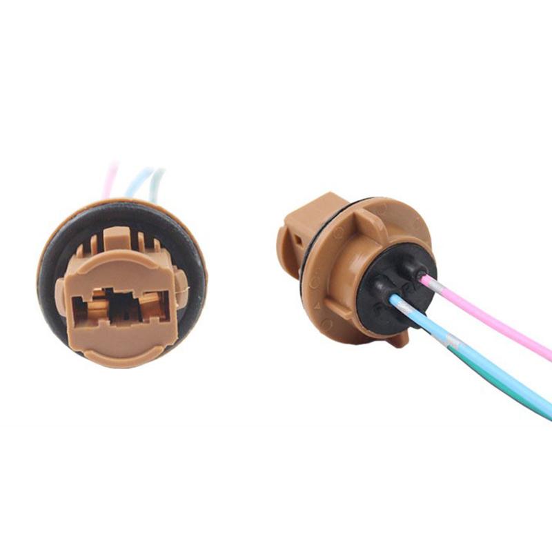 2Pcs Plastic T20 7443 W21/5W 7440 W21W Socket Adapter Base Female Plug Connect Wiring Suitable For Car Brake Light Reverse Lamp
